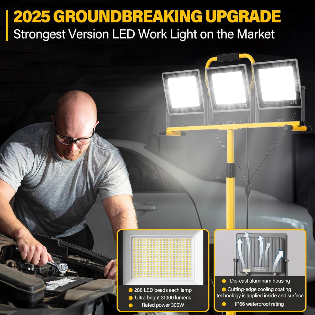 Nordic Hygge 31000 Lumen LED Work Lights with Stand