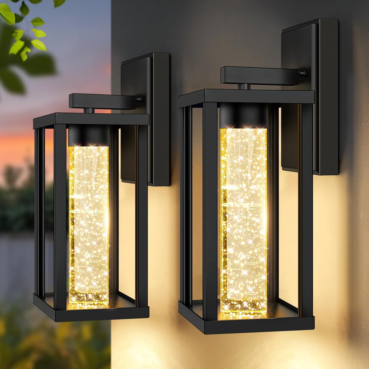 Nordic Hygge Outdoor Wall Lights Fixture, 2-Pack