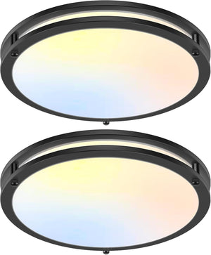 Open image in slideshow, Nordic Hygge 18&#39;&#39; 50W Flush Mount Ceiling Light, Black, 2-Pack
