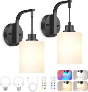 Open image in slideshow, Nordic Hygge Wireless Rechargeable Wall Sconce, Black, 2 Pack
