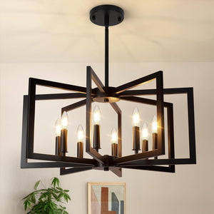 Open image in slideshow, Nordic Hygge 8-Light Black Chandelier

