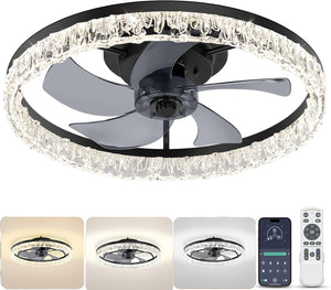 Open image in slideshow, Nordic Hygge Ceiling Fans with Lights and Remote, 20&#39;&#39; Black
