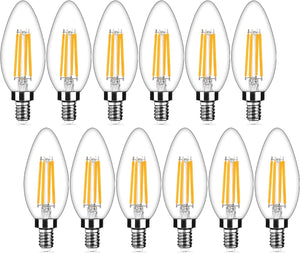 Open image in slideshow, Nordic Hygge 12-Pack Dimmable E12 LED Candelabra Bulbs
