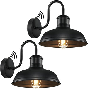 Open image in slideshow, Nordic Hygge 2-Pack Dusk to Dawn Outdoor Wall Sconces, Black
