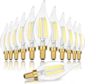 Open image in slideshow, Nordic Hygge Dimmable E12 Candelabra LED Light Bulbs 40W Equivalent, 2700K, 12-Pack

