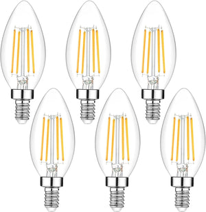 Open image in slideshow, Nordic Hygge 6-Pack Dimmable E12 LED Candelabra Bulbs
