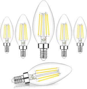 Open image in slideshow, Nordic Hygge E12 LED Candelabra Bulbs 60W Equivalent, 5000K, 6 Pack
